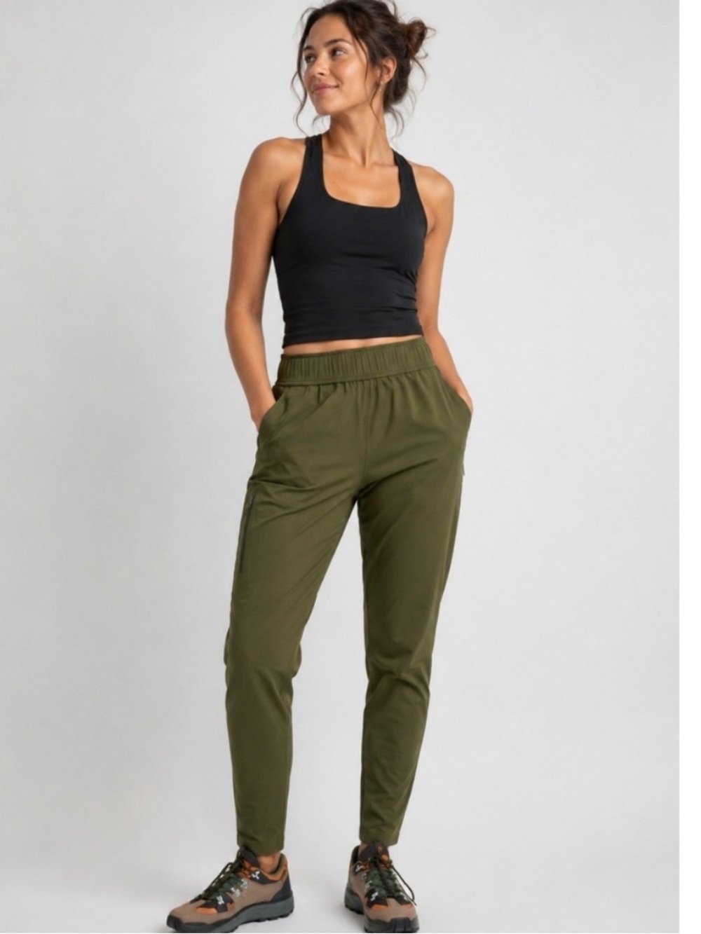 Alder Open Air Pant Women Olive Green Hiking Outdoor Utility Tapered High Rise S